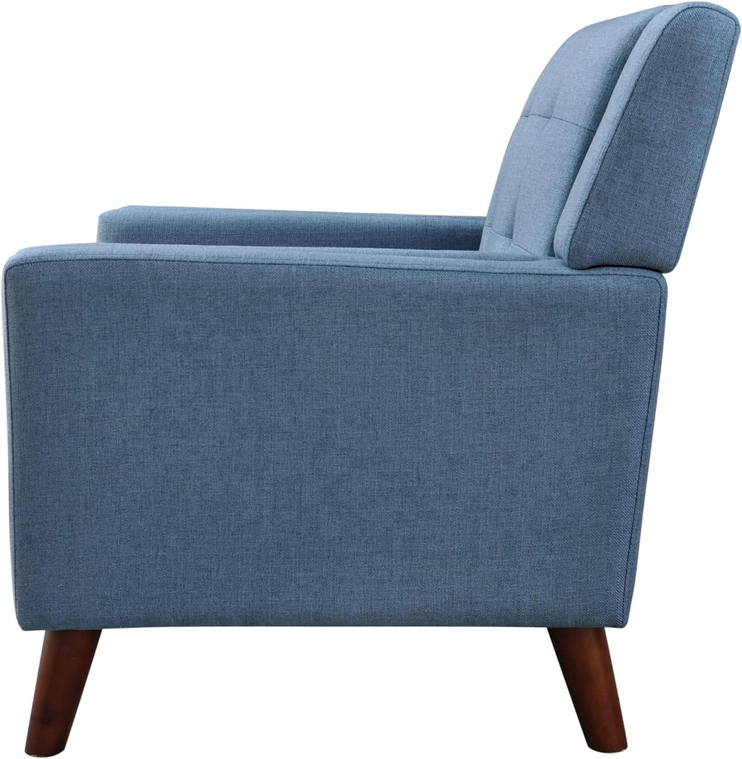 Alisa Mid Century Modern Fabric Arm Chair, Blue