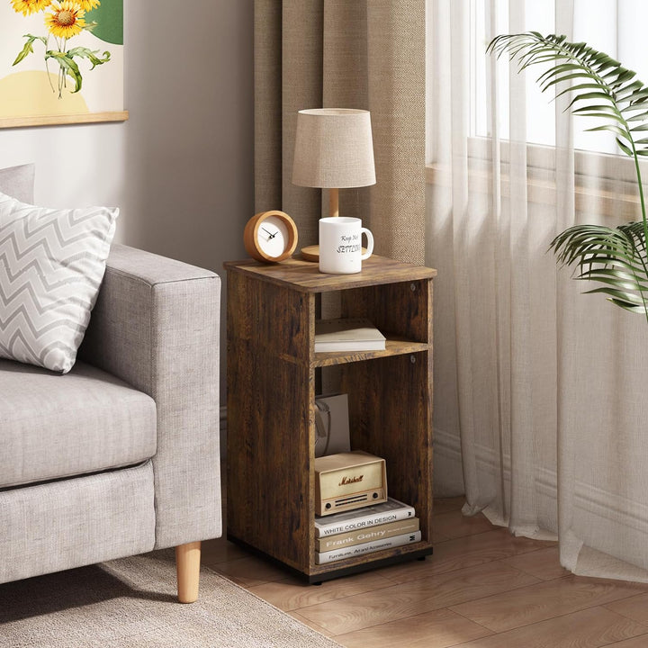 End Table with Storage Shelf, Small Couch Side Table