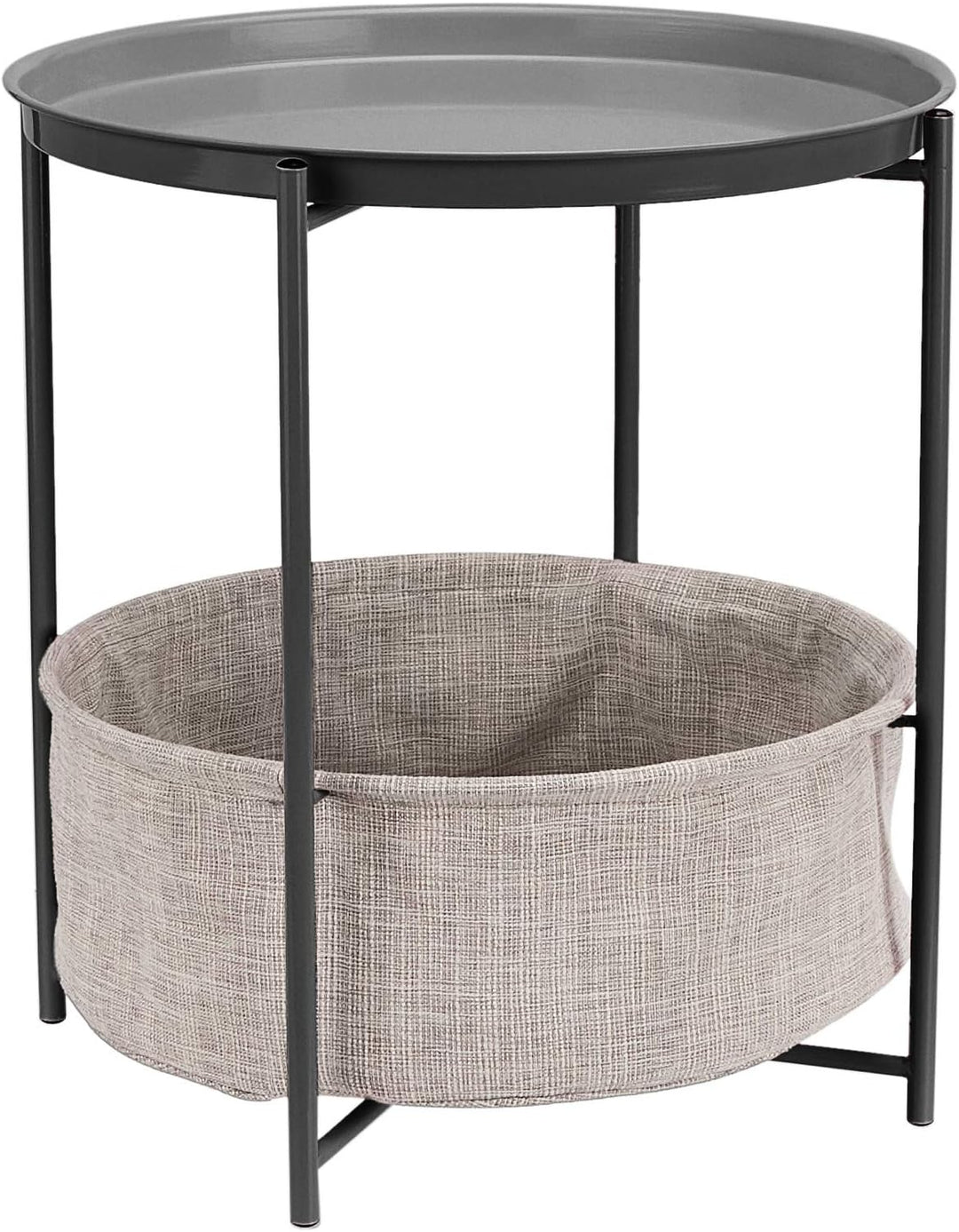 Basics Round Storage End Table, Charcoal, 17.7 x 18.9 in