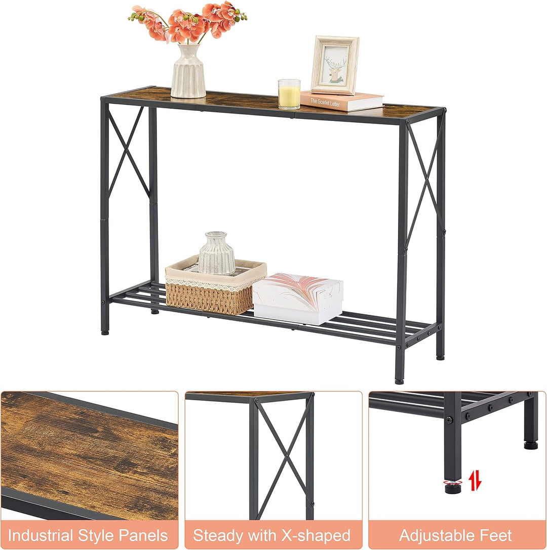 Console Table, 2-Tier Industrial Entryway, Rustic