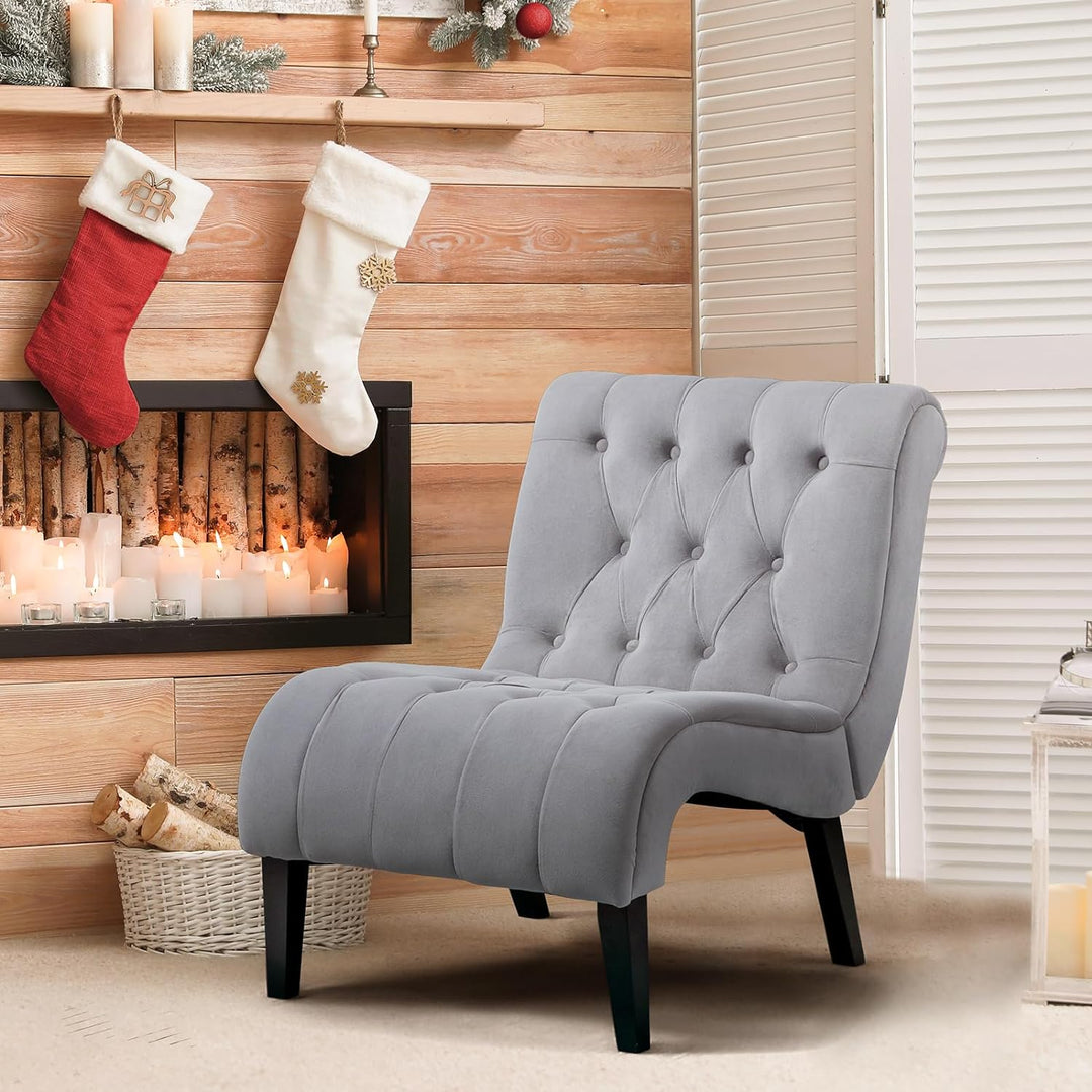 Armless Accent Chair, Grey