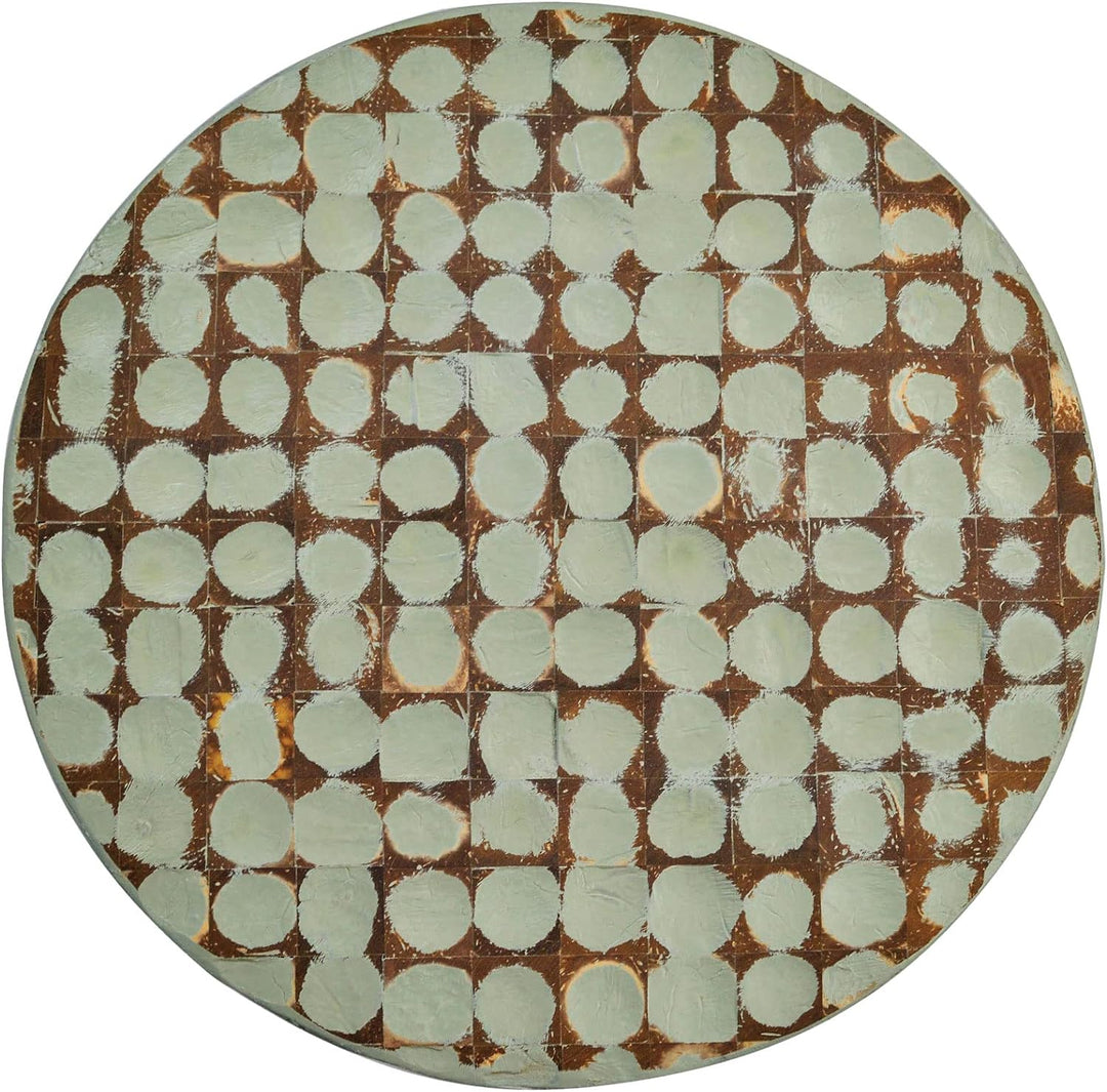 Round Side Table - Coconut Shell Mosaic (Sage)