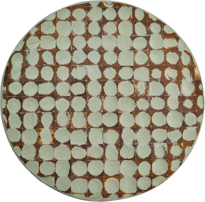 Round Side Table - Coconut Shell Mosaic (Sage)