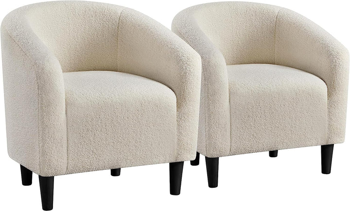 Furry Accent Chairs, Soft Padded Armrest, Ivory