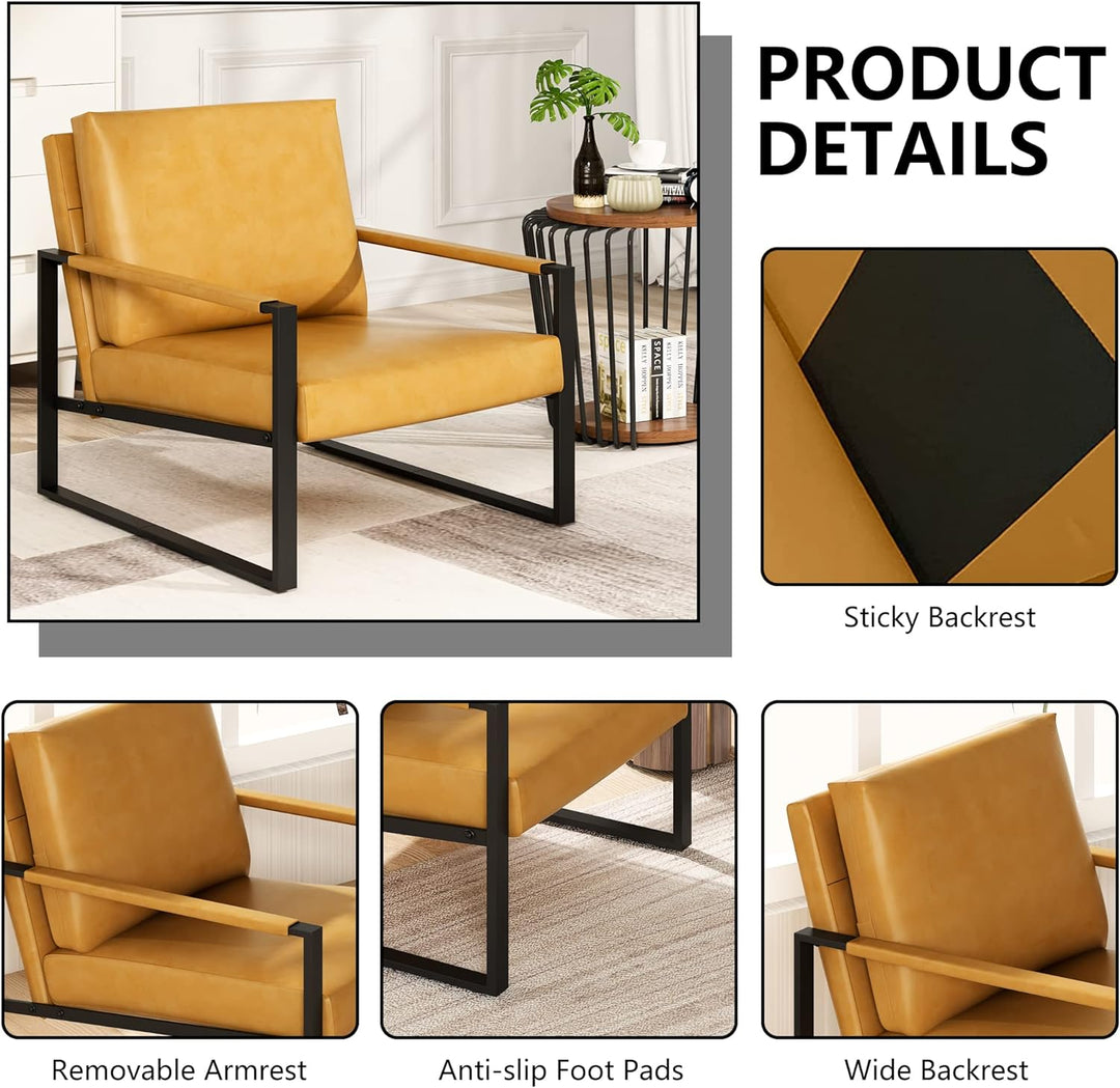 Modern PU Leather Accent Chair Arm Chair, Camel