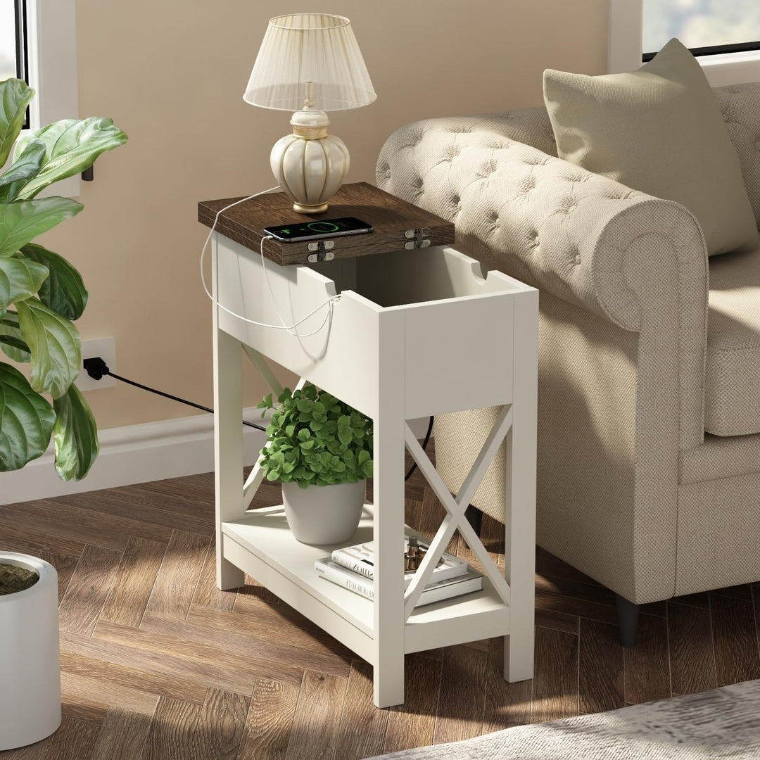 Farmhouse End Table with Charging Station