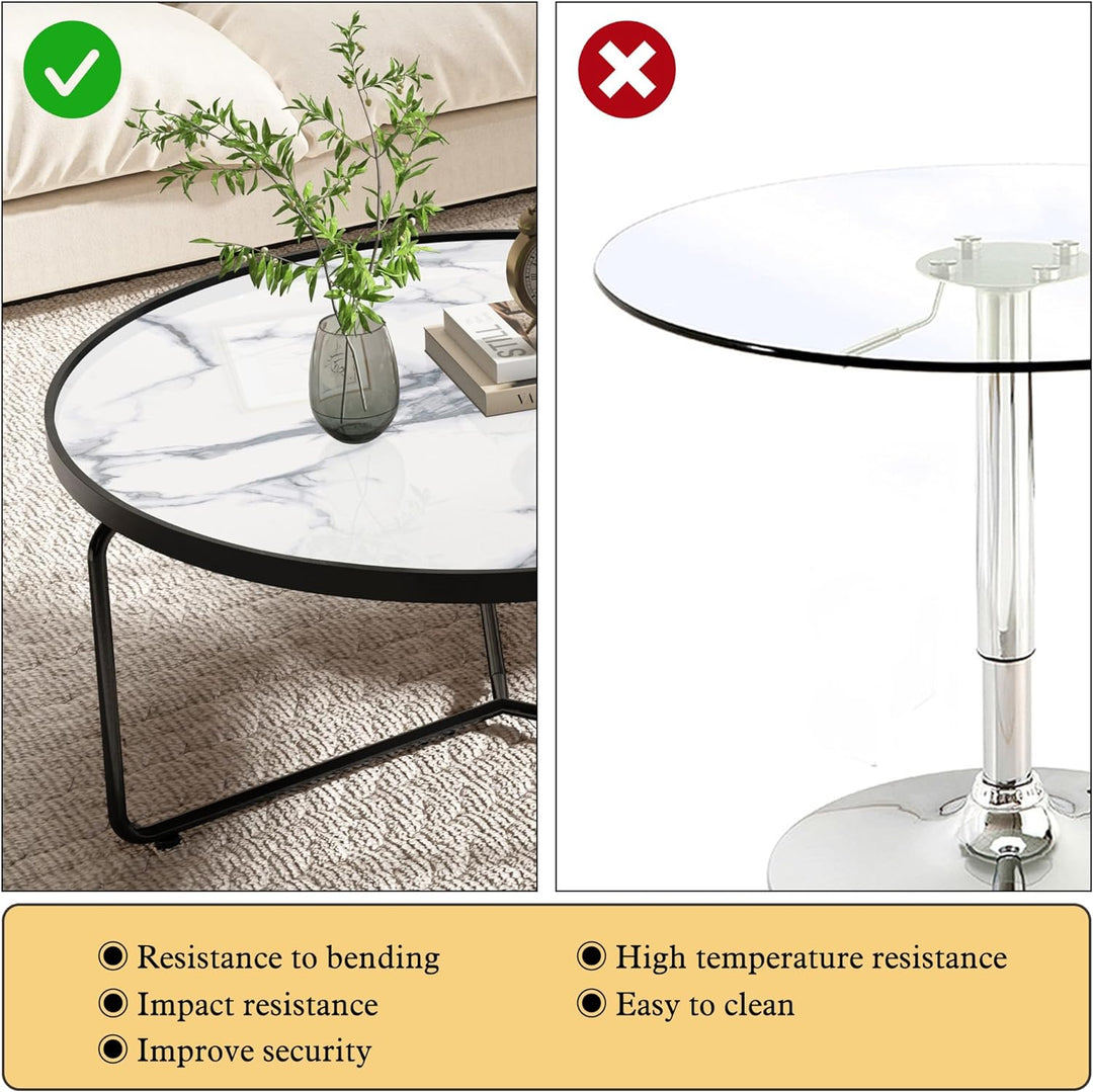 Stylish Glass Coffee Table Set, Black End Table, Modern Accent