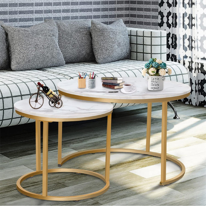 Nesting Coffee Table Faux White Marble