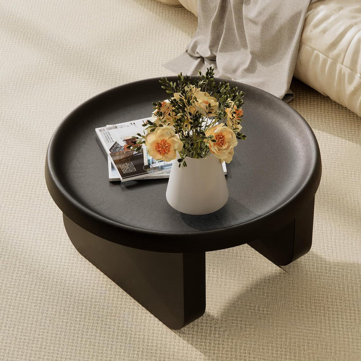 Modern Round Coffee Table, Metal Black Coffee Tables, Unique Circle Coffee Table (Black)