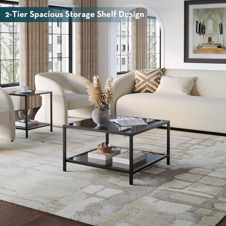 Modern Coffee Table 2-Tier Square Center Table