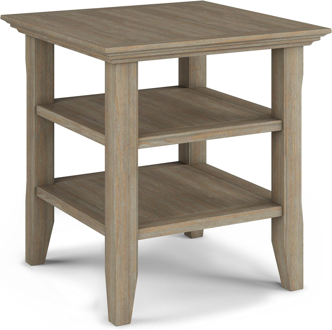 Acadian 19" Square Transitional End Table Distressed Grey