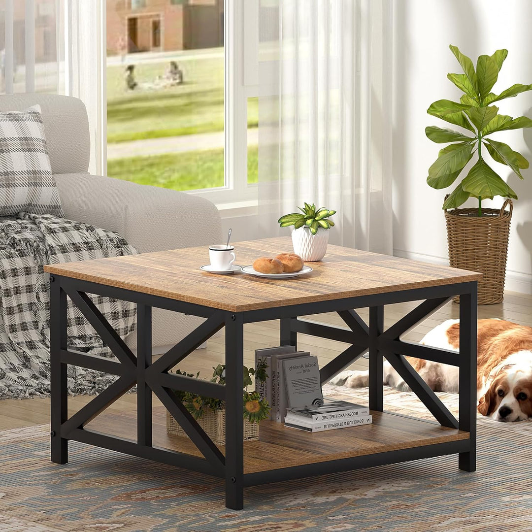 Farmhouse Coffee Table with Storage, Walnut