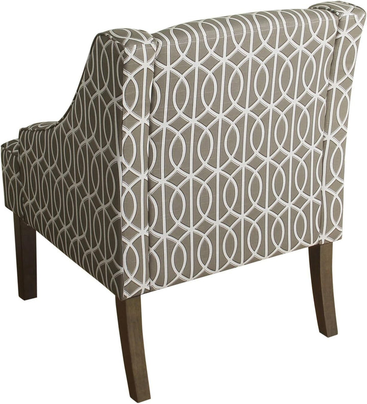 Swoop Arm Accent Chair, Grey Trellis Medium