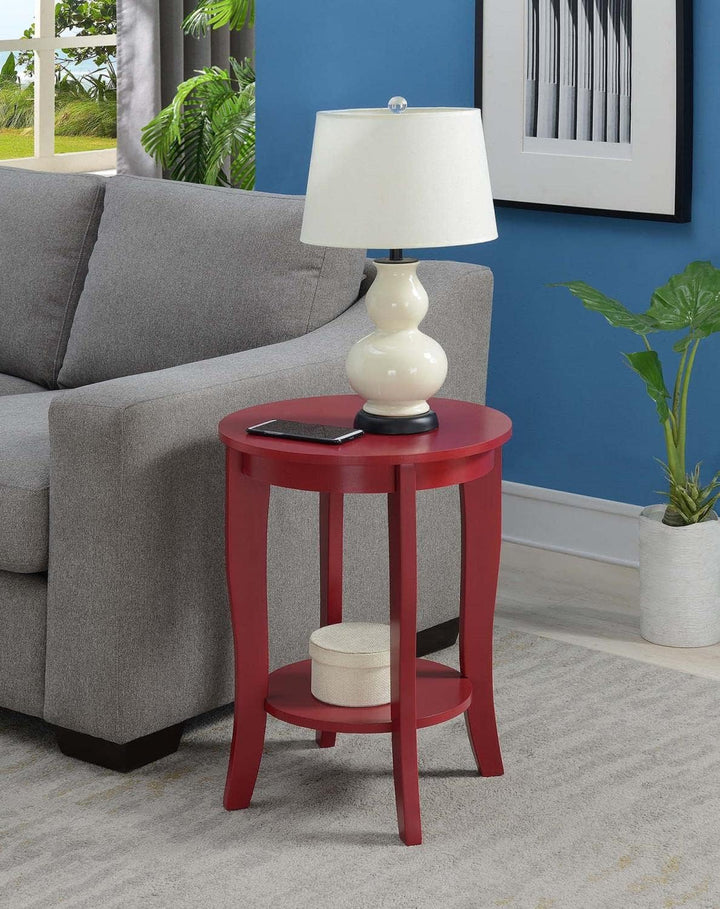 American Heritage Round End Table, Cranberry Red