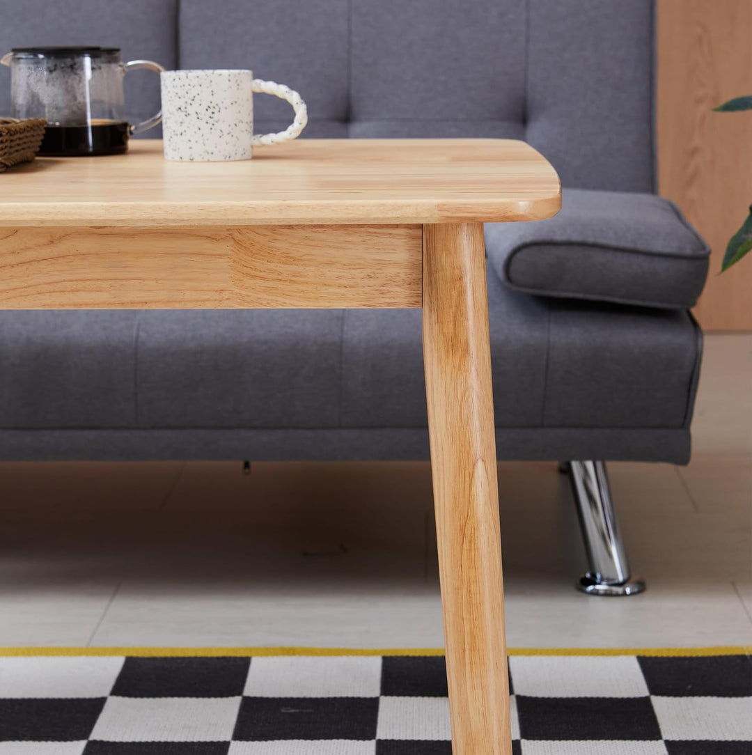 Wooden Coffee Table, 47-Inch, Solid Oak, Natural Finish