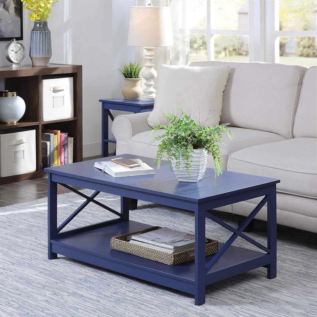 Convenience Concepts Oxford Coffee Table with Shelf, Cobalt Blue