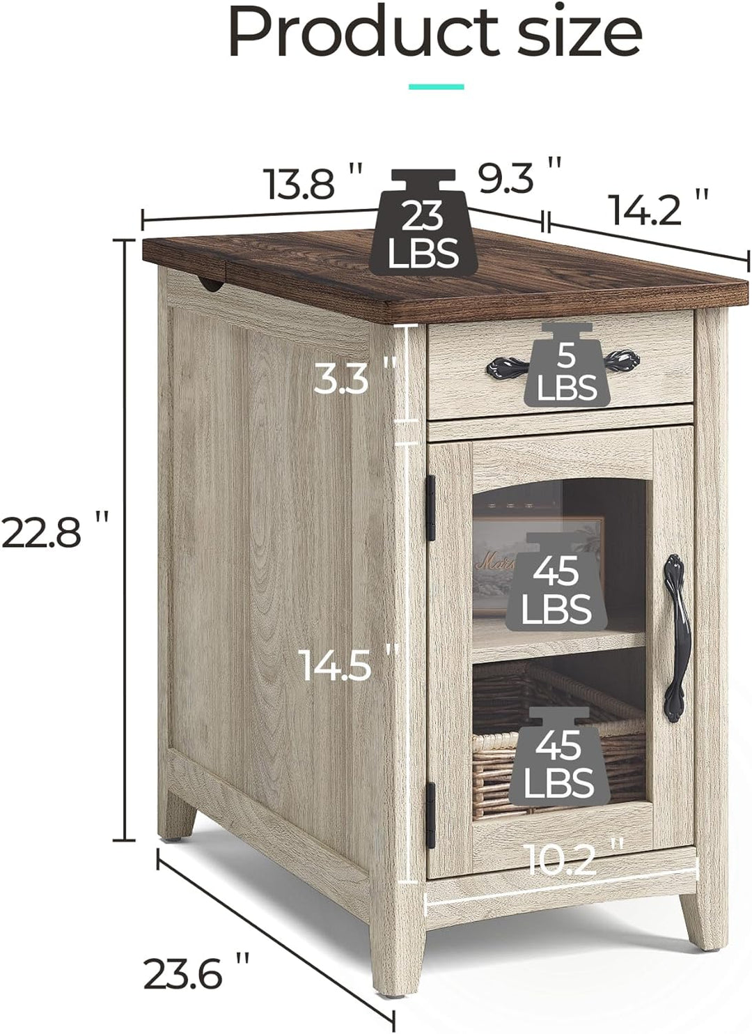 End Table with Charging Station, Side Table