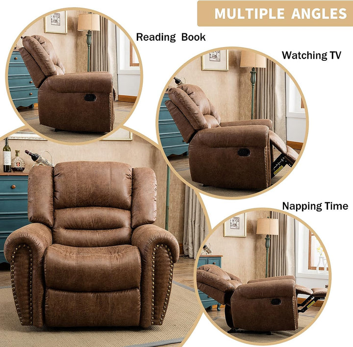 Leather Recliner Chair, Classic Manual, Nut Brown