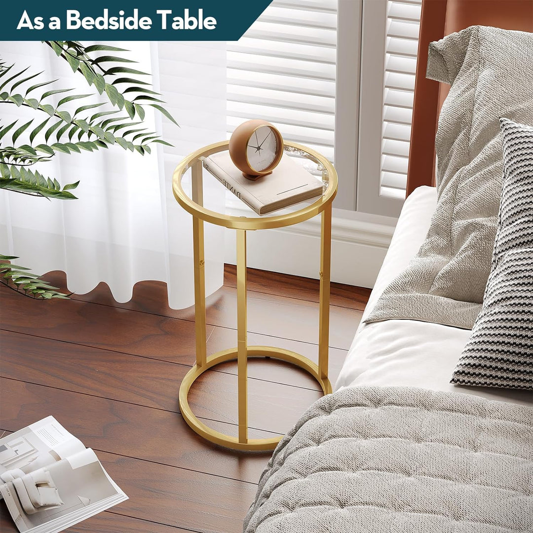 Elegant Gold Side Table for Small Spaces, Modern Bedside Table