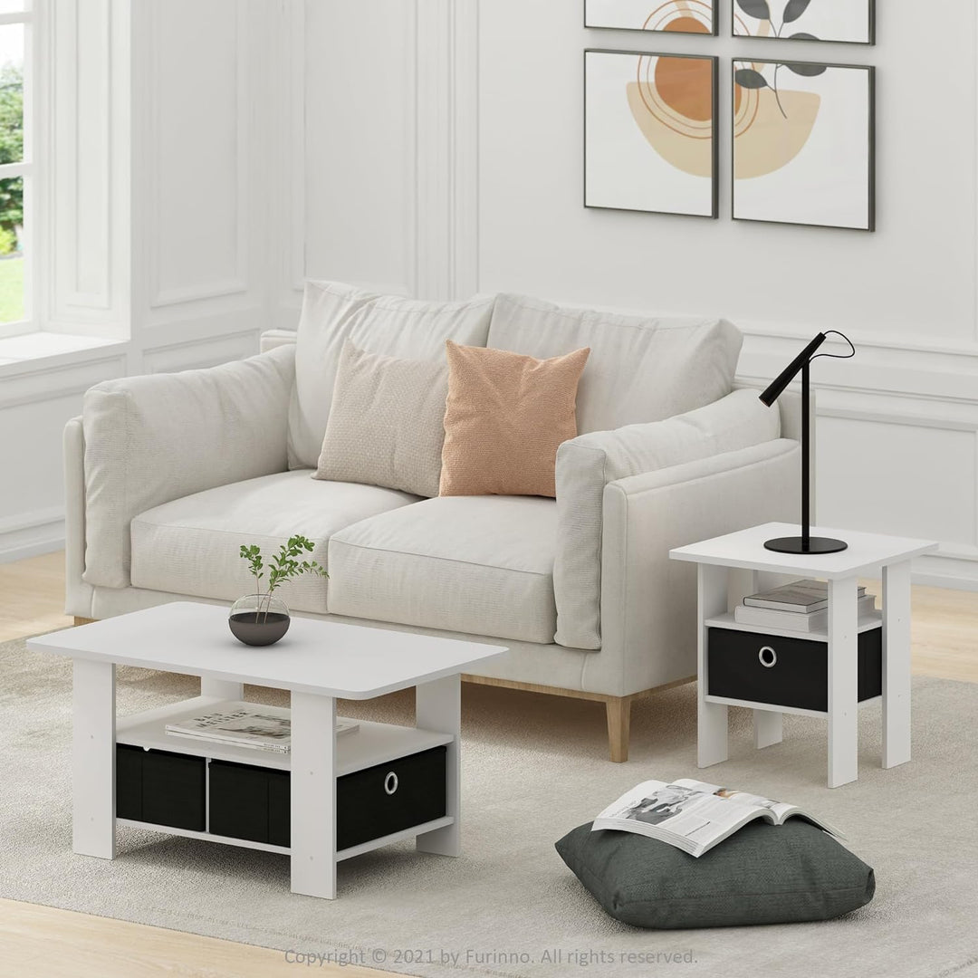 Furinno Andrey Modern Coffee Table, White/Black