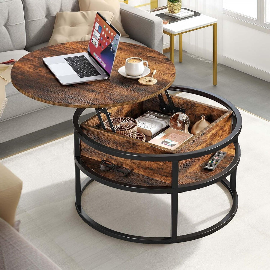 Lift Top Coffee Table with Hidden Compartment, Brown