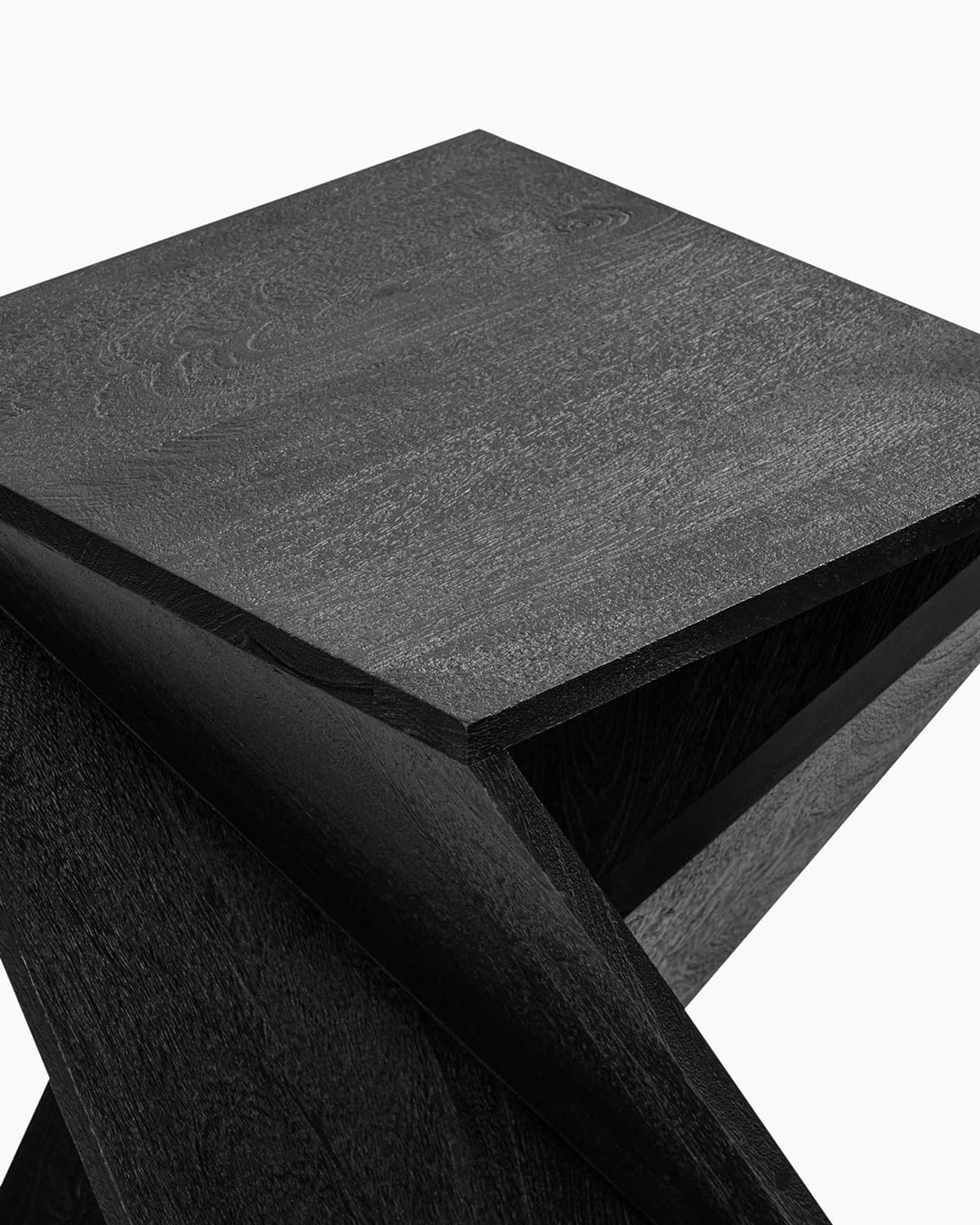 Mango Wood Twisted X End Table Black