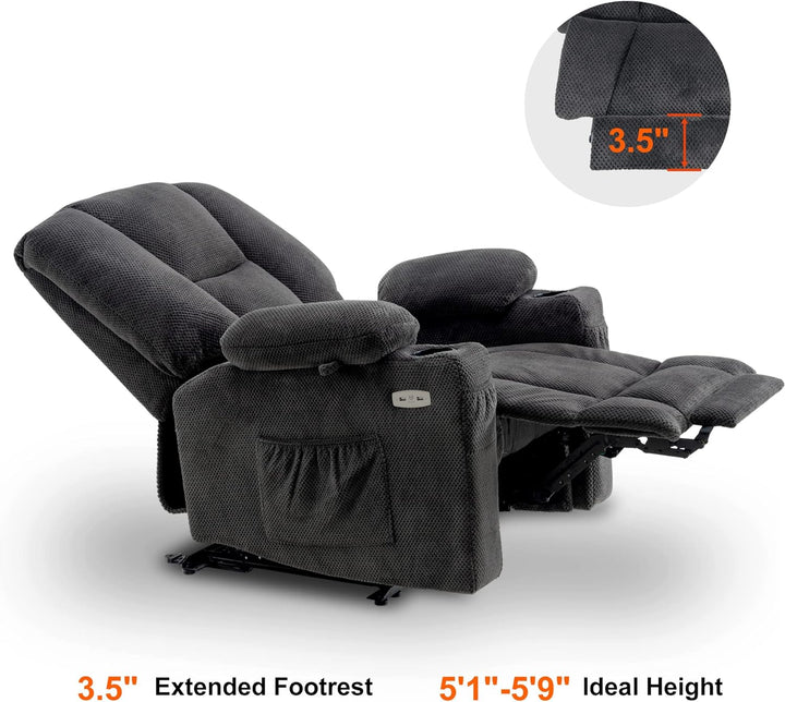 Fabric Electric Recliner Chair Heat Massage (Grey)