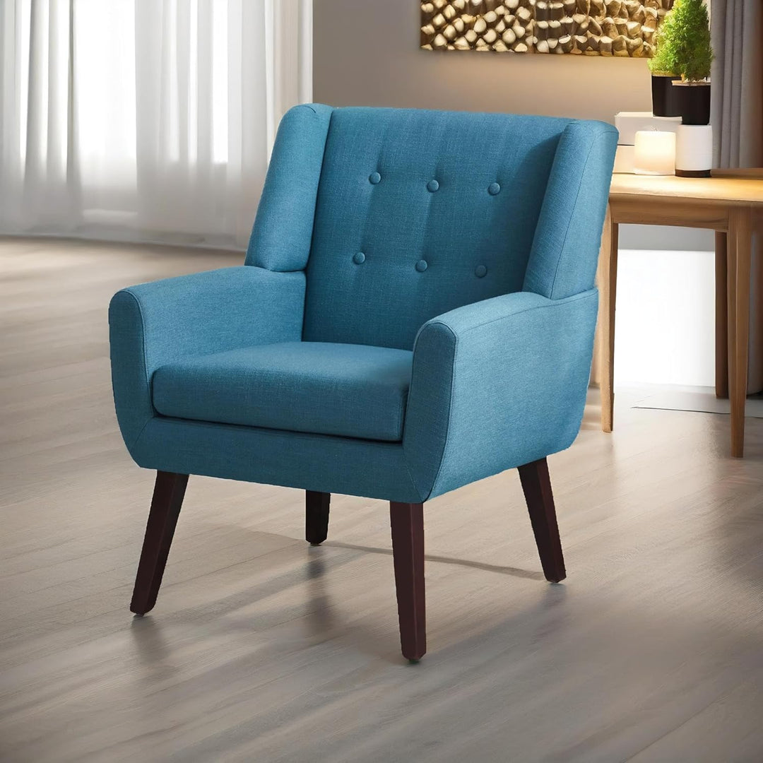 Button-Tufted Accent Chairs Lake Blue