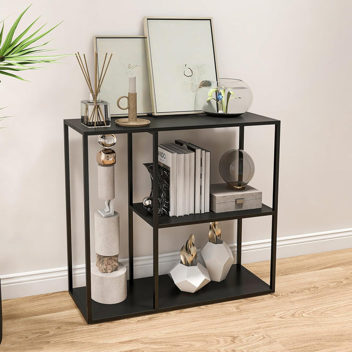 Console Table Narrow Long Storage Rack Black