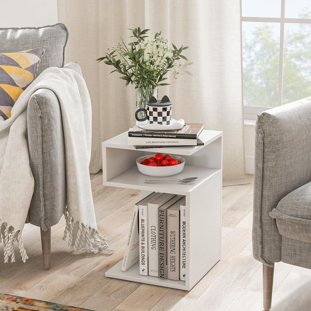 S-Shaped End Table Set of 2, Sofa Side Table