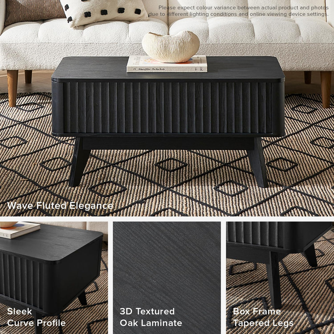 Mopio Coffee Table with Lifting Top, Mid-Century Modern Farmhouse, Black Oak