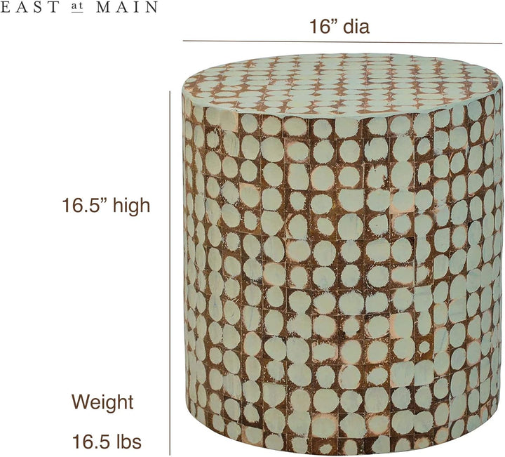 Round Side Table - Coconut Shell Mosaic (Sage)