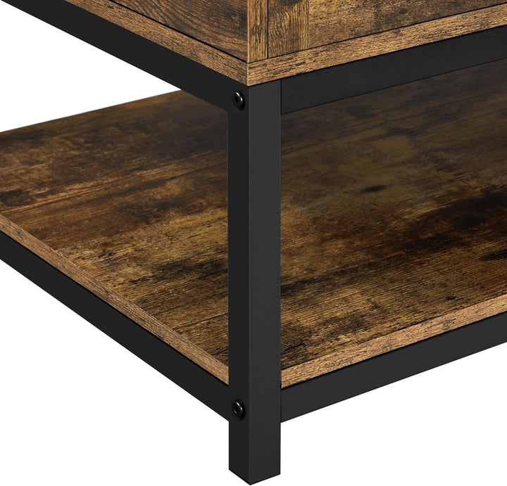 Rustic Industrial Lift Top Coffee Table with Storage, 40-inch