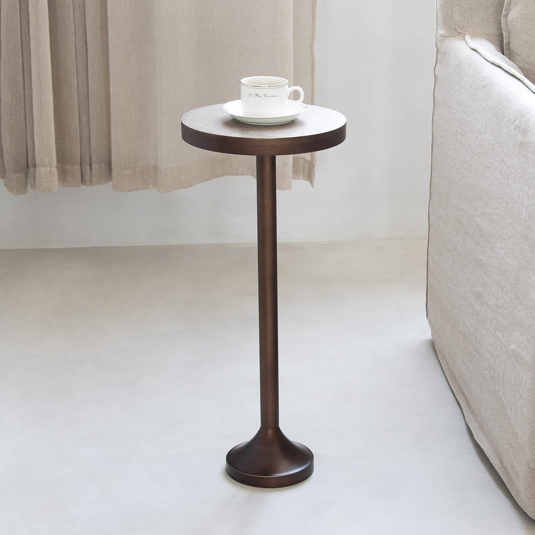 Small Pedestal End Table, Light Espresso