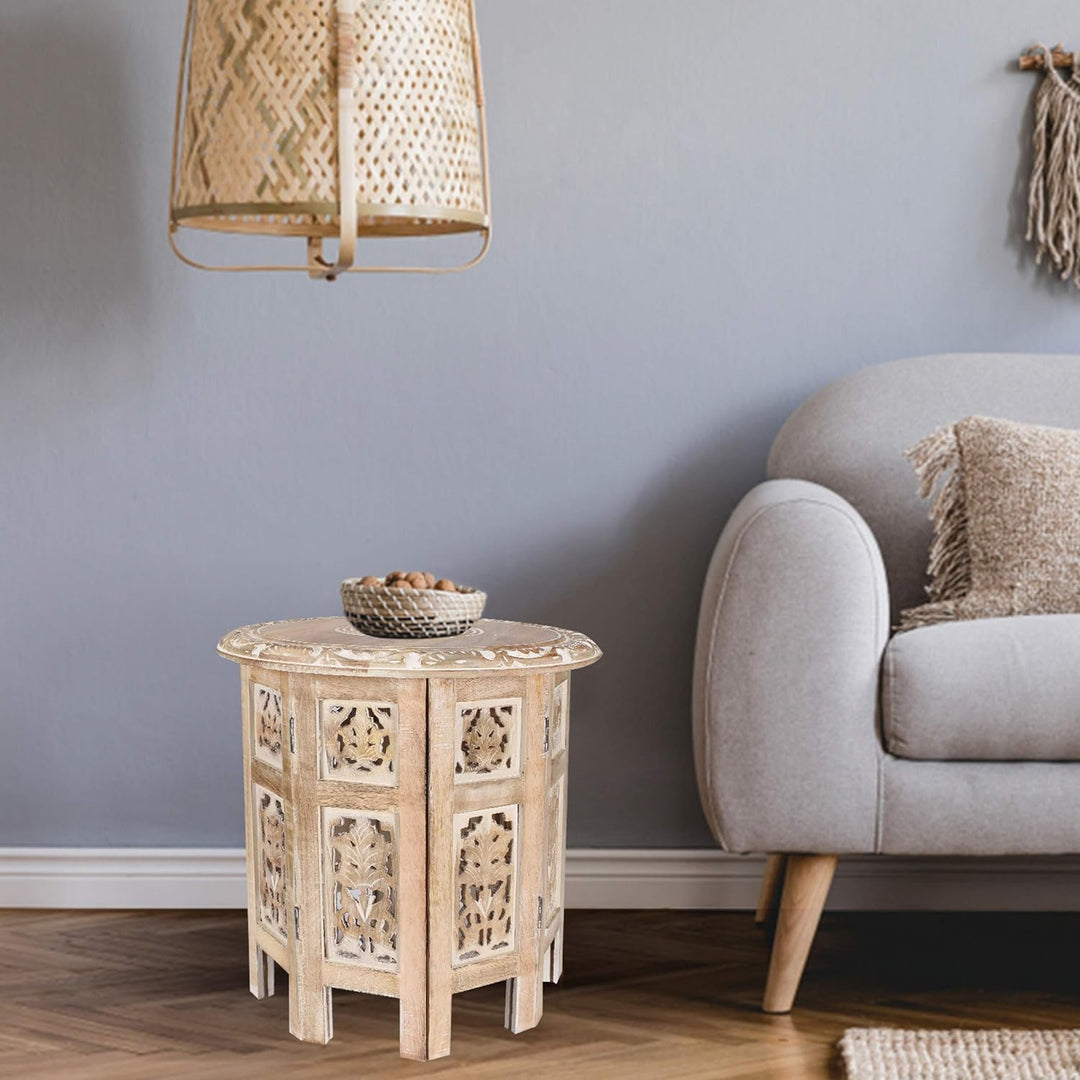 Round Side Table Wood Accent Table 18" Top x 18" - White