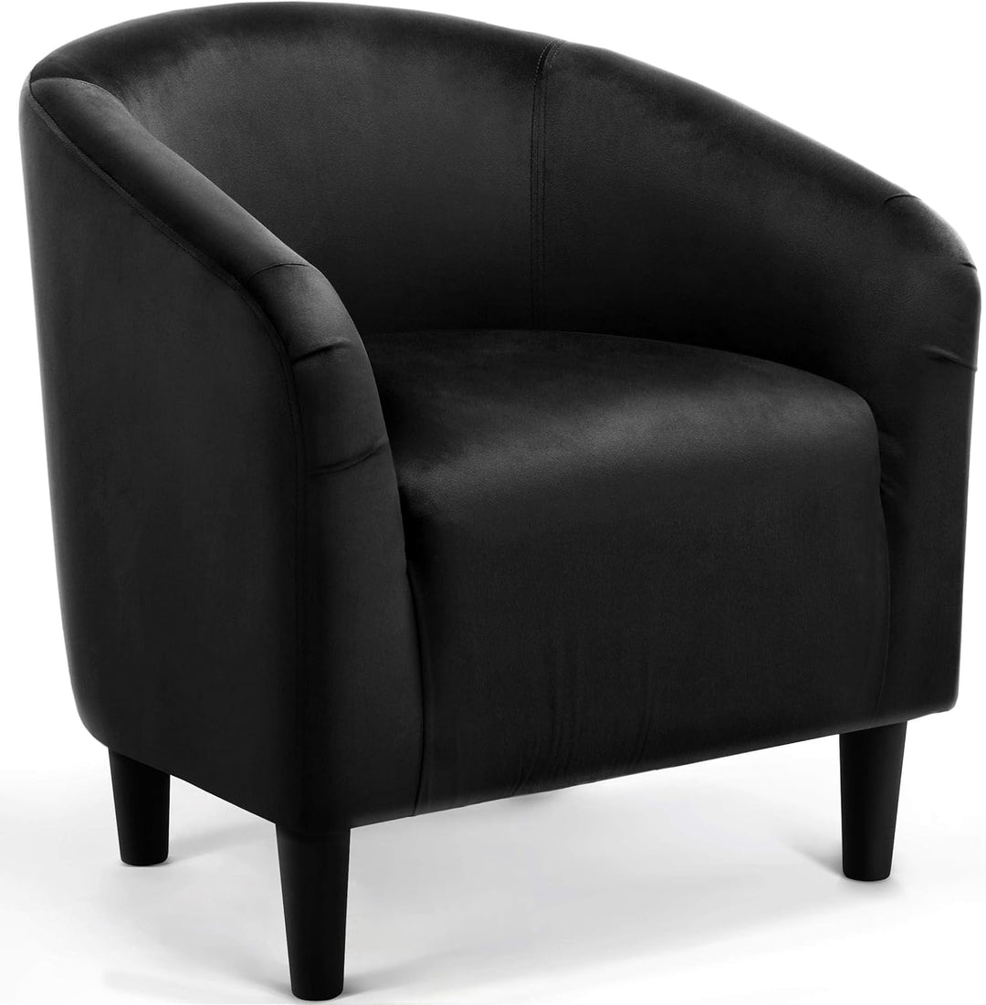 Velvet Accent Chair, Modern Club Chair Upholstered Armchair with Solid Legs Comfy Sofa Chair, Black