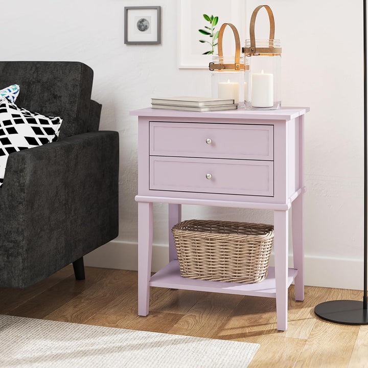 Franklin Accent Table 2 Drawers Lavender