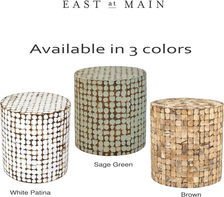 Round Side Table - Coconut Shell Mosaic (Sage)