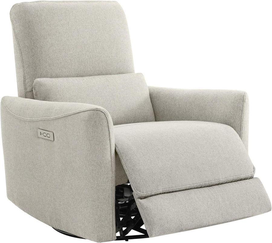 Power Recliner Chair Swivel Glider, FSC Certified Upholstered Living Room Reclining Sofa Chair with Lumbar Support, Dove Grey