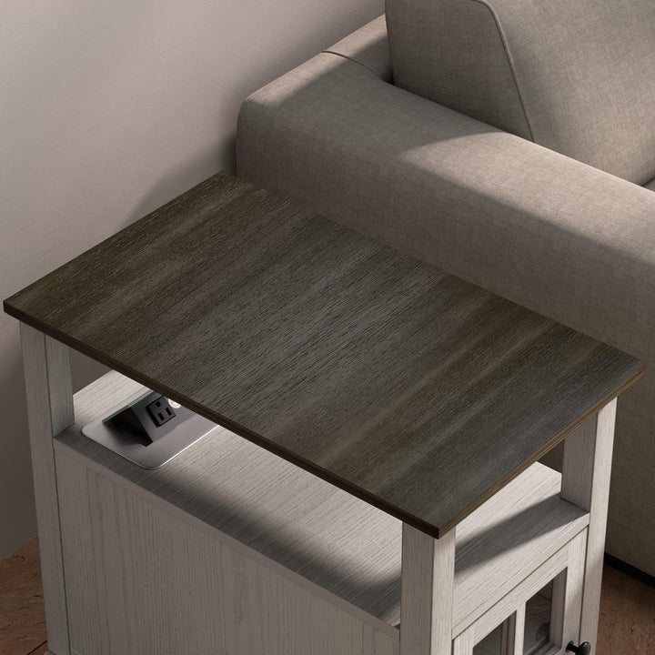 End Table with Charging Station, Narrow Side Table