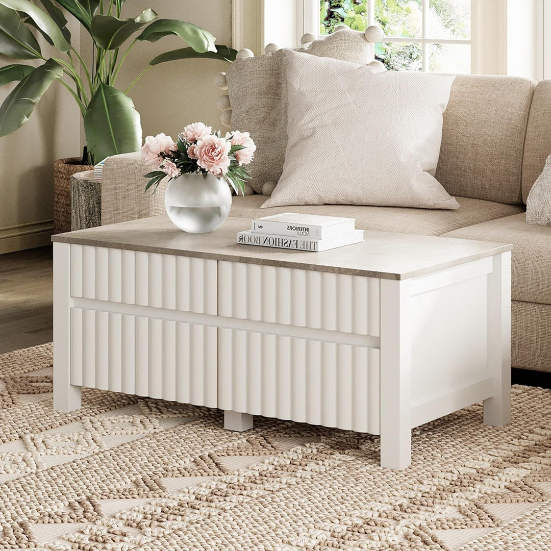 Stylish Modern Coffee Table Set, White