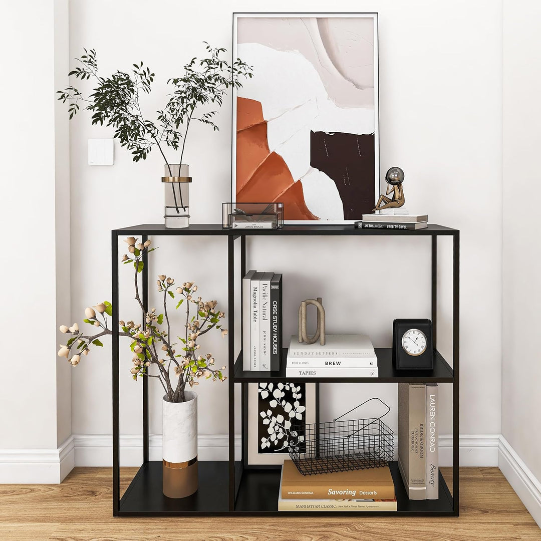 Console Table Narrow Long Storage Rack Black