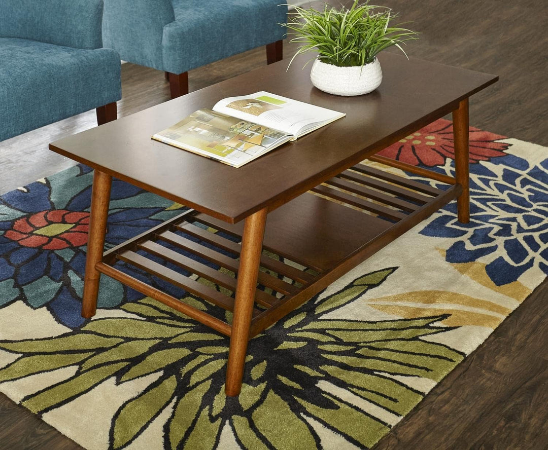 Linon Mid Century Walnut Coffee Table, Walnut