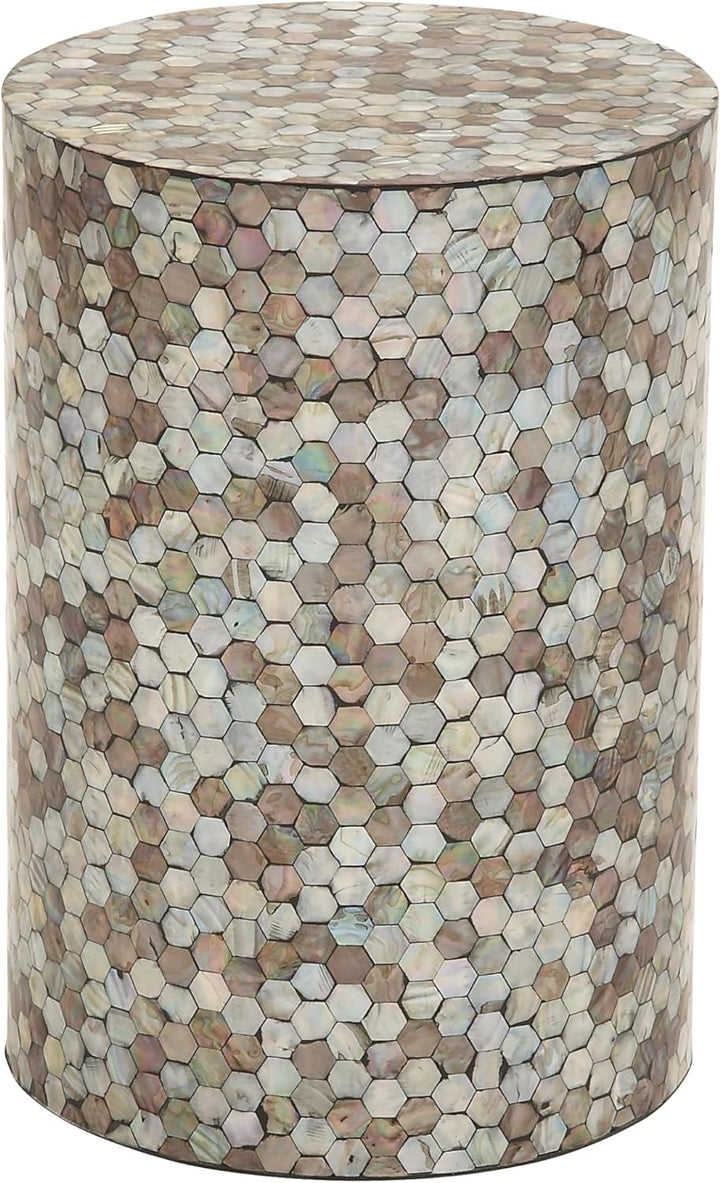 Mother of Pearl Shell Geometric Handmade Side Table