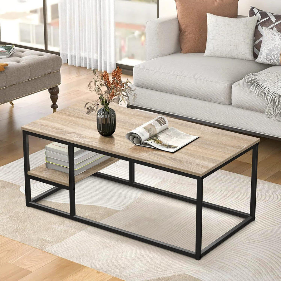 Versatile Coffee Table with Steel Frame, Industrial Design, Gray