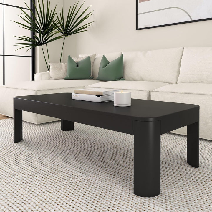 Solid Wood Contemporary Center Table for Living Room, Black