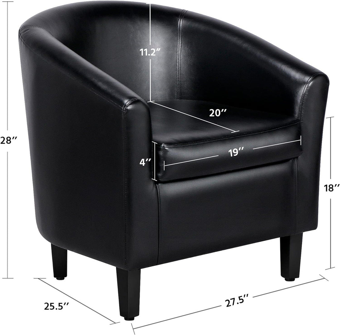 Faux Leather Accent Chair, Sturdy Legs, Black