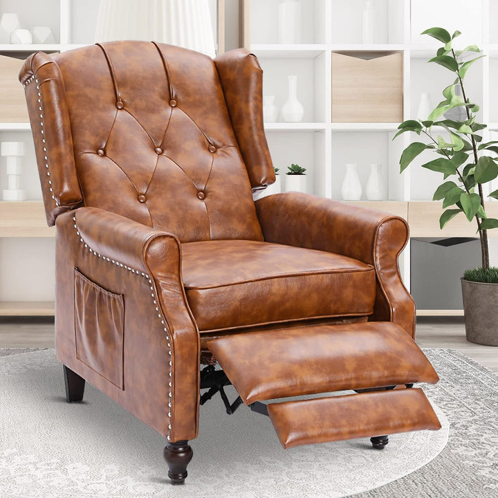 Wingback Recliner Chair, Heat Massage PU Leather Sofa