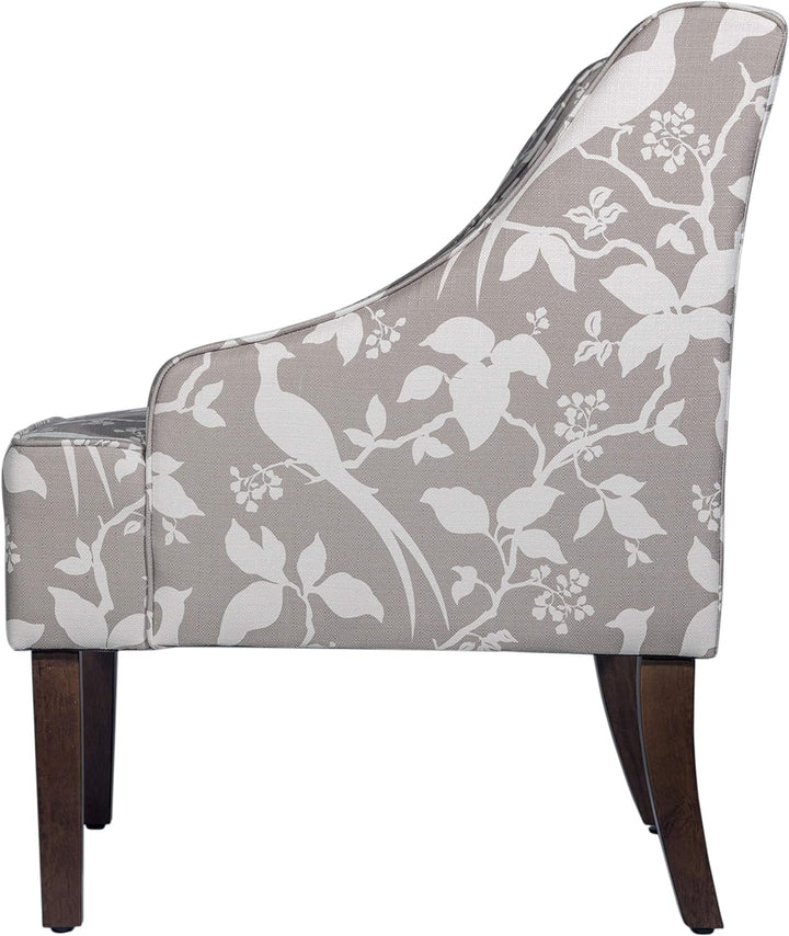 Velvet Swoop Arm Chairs, Grey Floral Tree