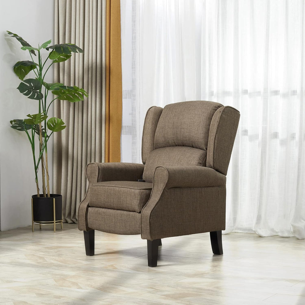 Vibration Massage Recliner Chair Brown Fabric